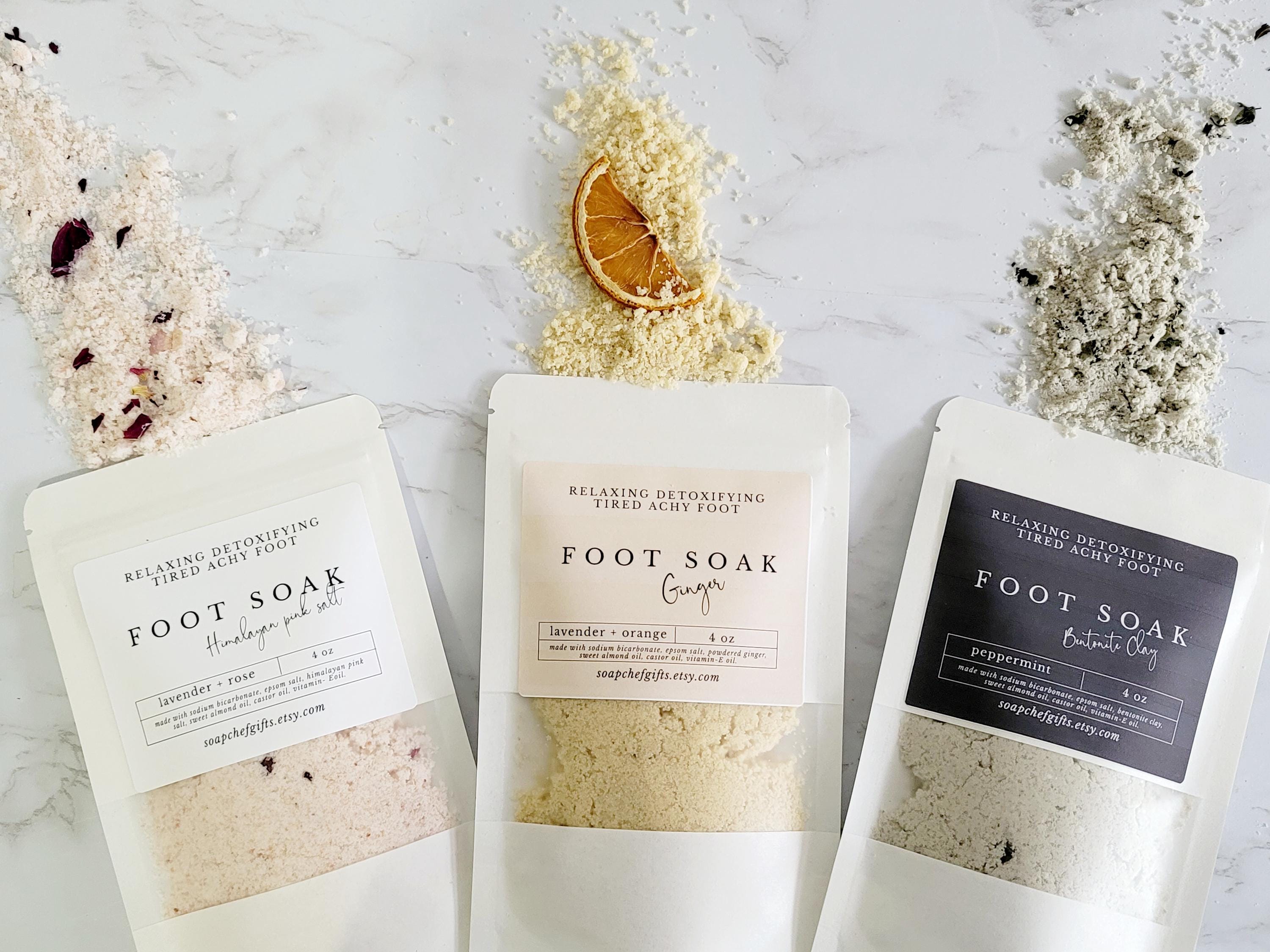 Foot Bath Soak, natural foot soak bath, foot soak pouch 4 oz, Party gift, Guest gift.