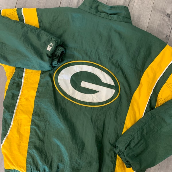 Vintage Green Bay Packers Starter Puffer Jacket / Full Zip Fall Winter Outerwear / Two Tone Streetwear Fashion / Retro Style Cheese Head