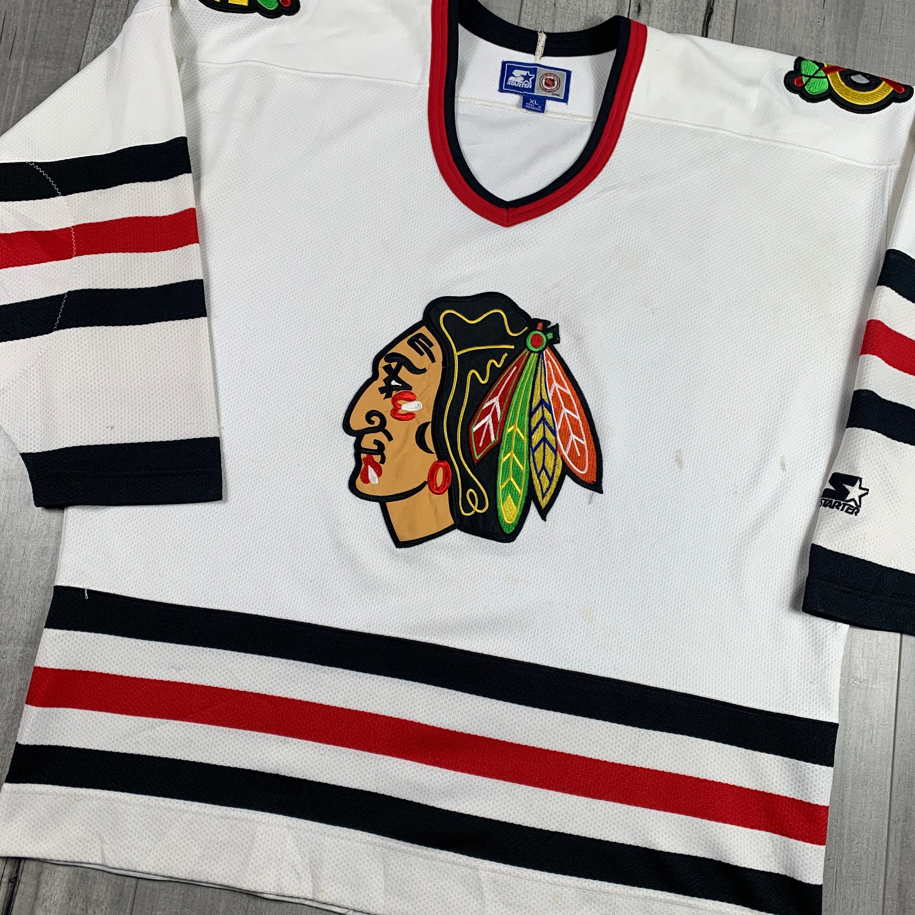 CHICAGO BLACKHAWKS VINTAGE 1990'S STARTER AUTHENTIC JERSEY YOUTH