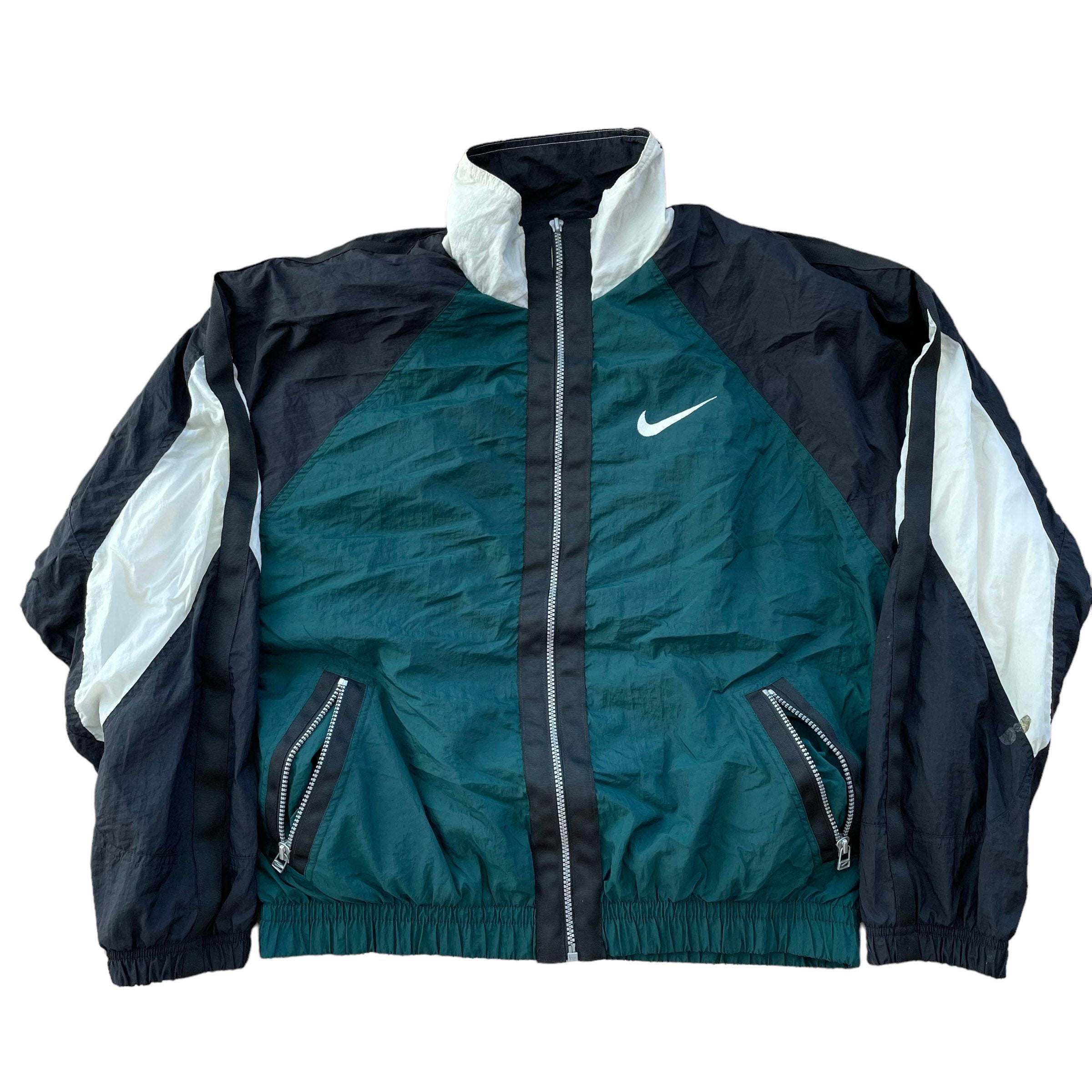 Vintage 90s Nike Windbreaker Jacket/ Pine Green/ White Tag Etsy