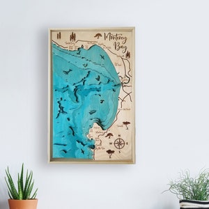 Monterey Bay Topographische Karte aus Holz von Bright on Birch