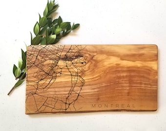 World City Map (A - L) Bread Board, Cities Starting with A-L Charcuterie Cutting Board - Engraved Personalized gift, birthday, housewarming