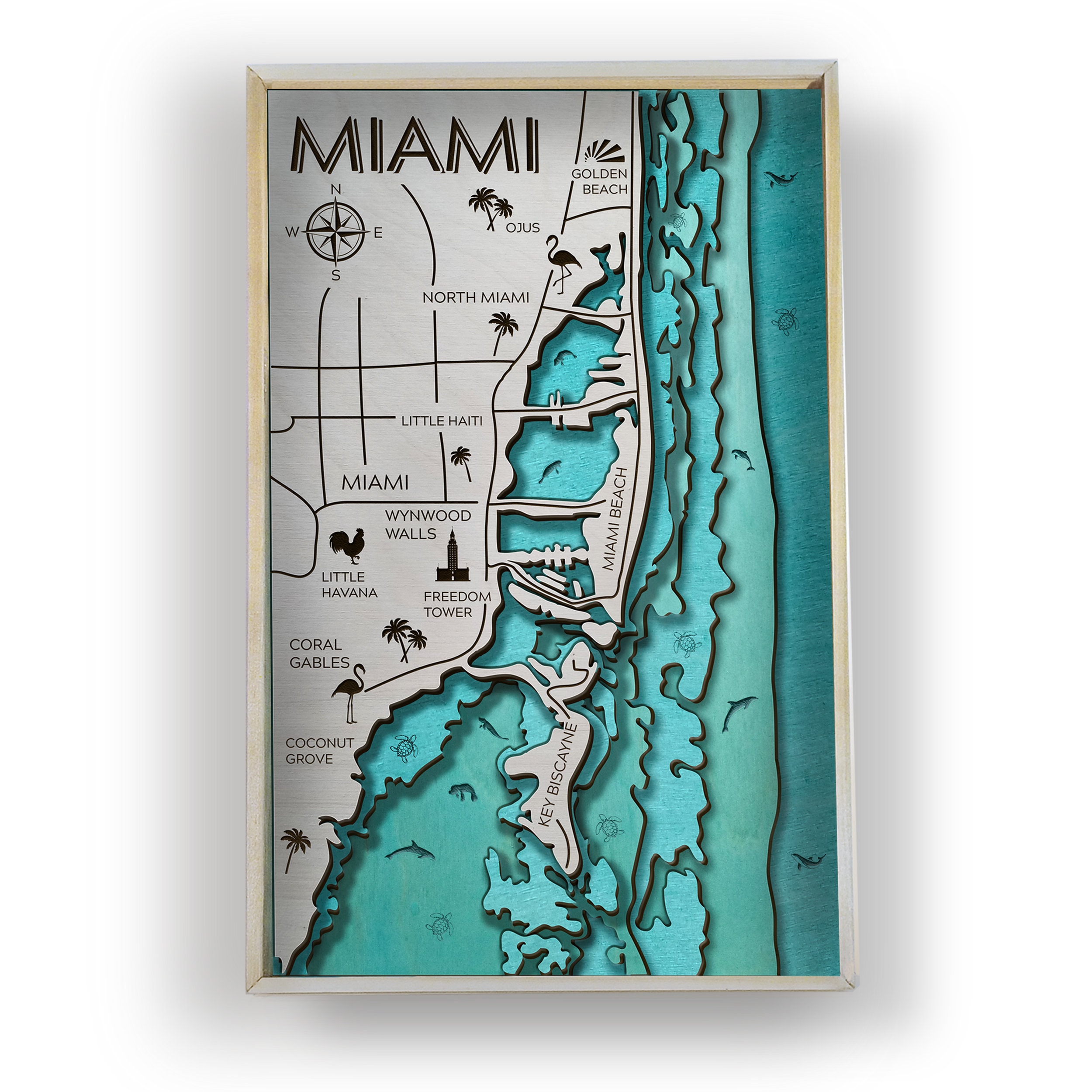 Miami Topographic Layered Wooden Map By Bright On Birch Etsy Il Olsw 