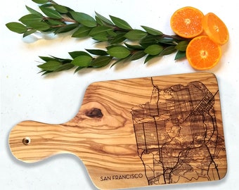 US City Map Bread Board (A - N), Cities Starting with A-N Charcuterie Cutting Board - Engraved Personalized gift, birthday, housewarming