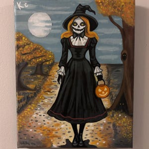 8x10&#39;&#39; Original Acrylic Painting, Gothic Alternative Decor