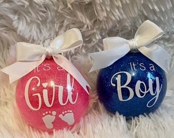 Gender reveal glitter ornament | custom ornament | christmas ornament | name ornament| bulb | christmas gift |
