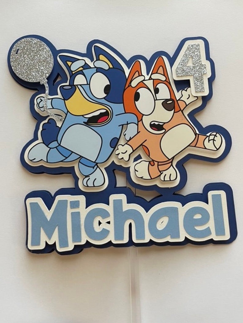 Blue Dog Cake Topper Girl Custom Blue Dog Cake Topper Etsy