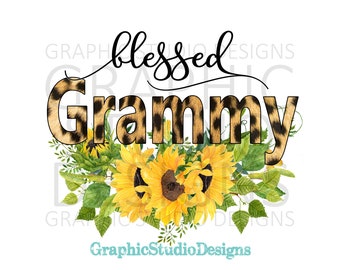 PNG FILE Blessed Grammy Leopard Sunflowers, Digital File Instant Download Sublimation Design