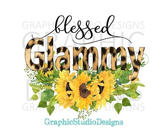 PNG FILE Blessed Glammy Leopard Sunflowers, Digital File Instant Download Sublimation Design