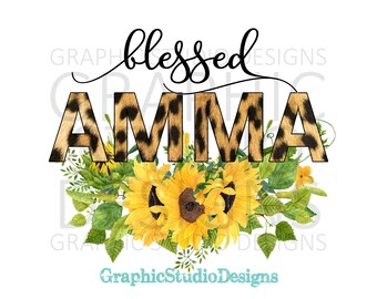 PNG FILE Blessed Amma Leopard Sunflowers, Digital File Instant Download Sublimation Design