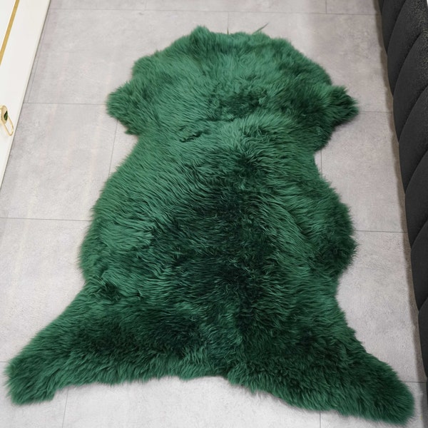 Sheepskin Green Rug Etsy
