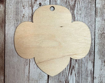 Blank Girl Scout Trefoil Ornament - Unfinished Wood or MDF