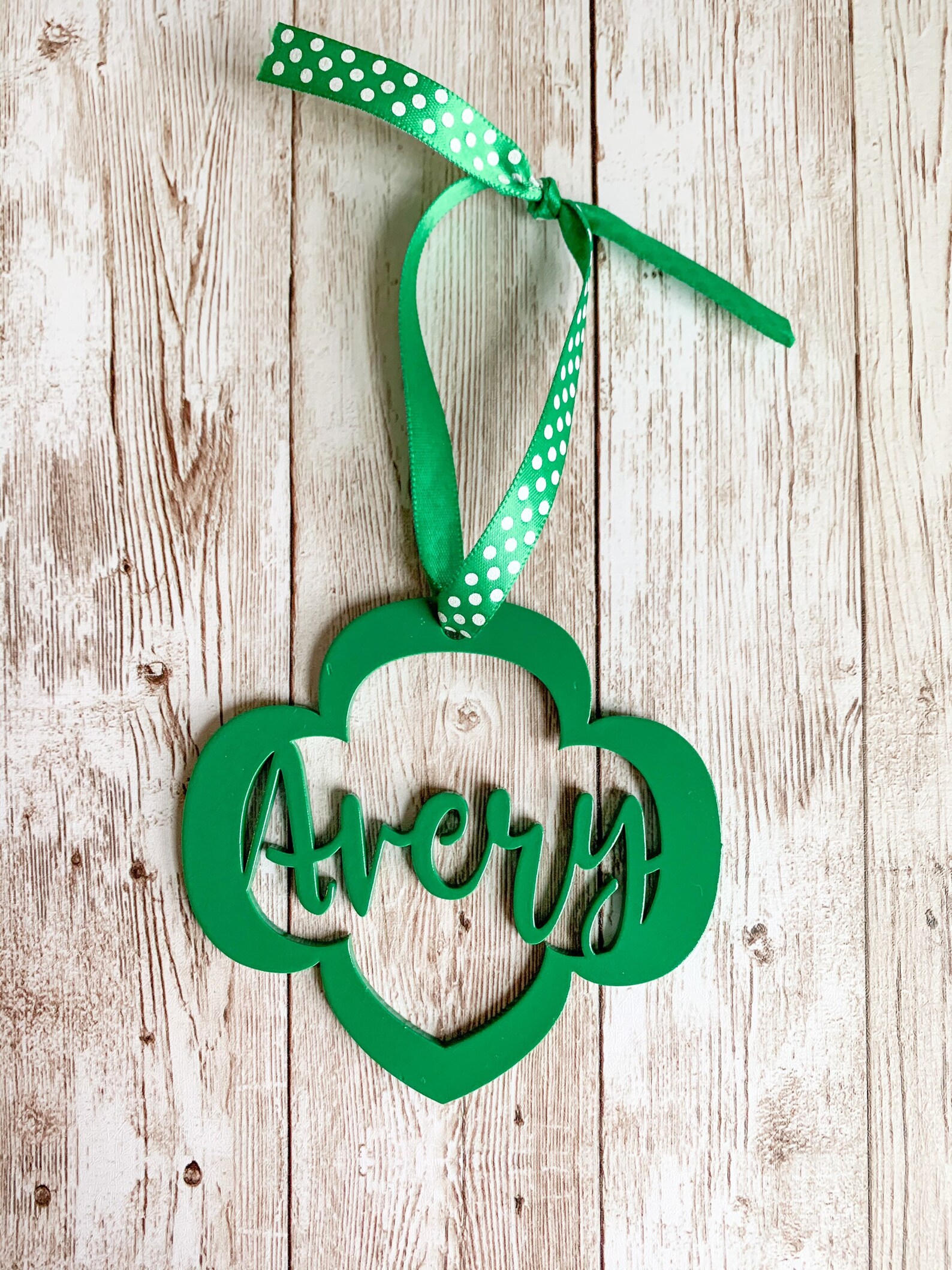 Personalized Girl Scout Trefoil Cutout Ornament Painted. | Etsy