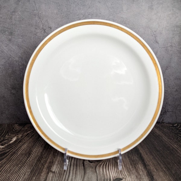 2 Vintage Rosenthal Studio Line Dinner/Luncheon Plates Continental Pattern, Classic White With Gold Trim, Made in Germany C.1960s-1970s
