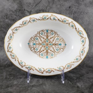 Rare! Vintage Hand Enameled Oval Vegetable Bowl "Louise" by Tuscan, England, c.1940's-1950's