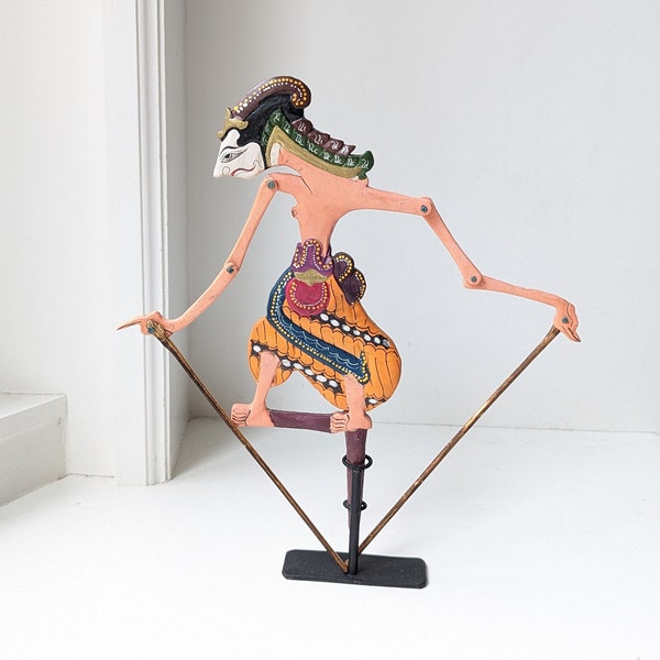 Vintage Wayang Kulit Traditional Indonesian Shadow Puppet, Shadow Doll, Handpainted, 10.75" Tall