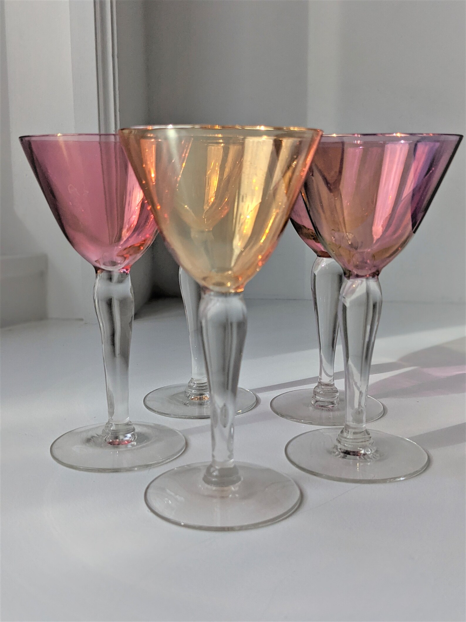 Set of 5 Harlequin Iridescent Luster Cordial/wine Glasses 3.5 Etsy