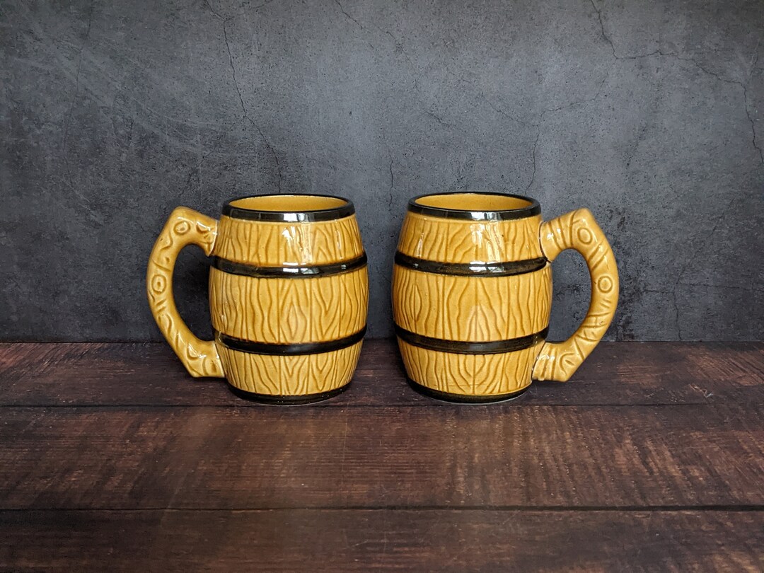Vintage Barrel Shaped Beer Mugs Set of 2 Made in Japan. Etsy