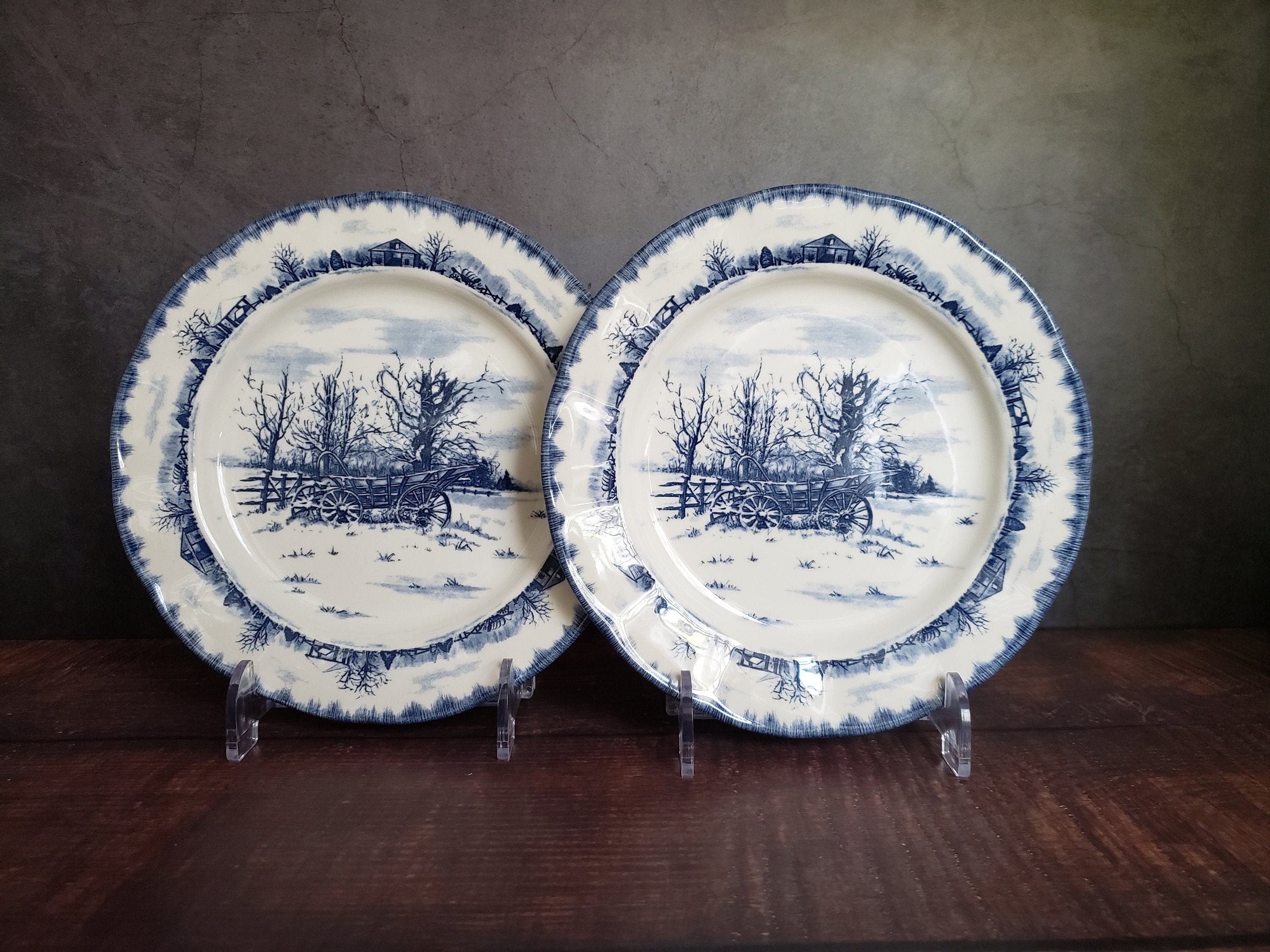 Bob Timberlake, Riverwood, Set of 2 Salad/Luncheon Plates, Made in England in the 1990s, used for sale  
