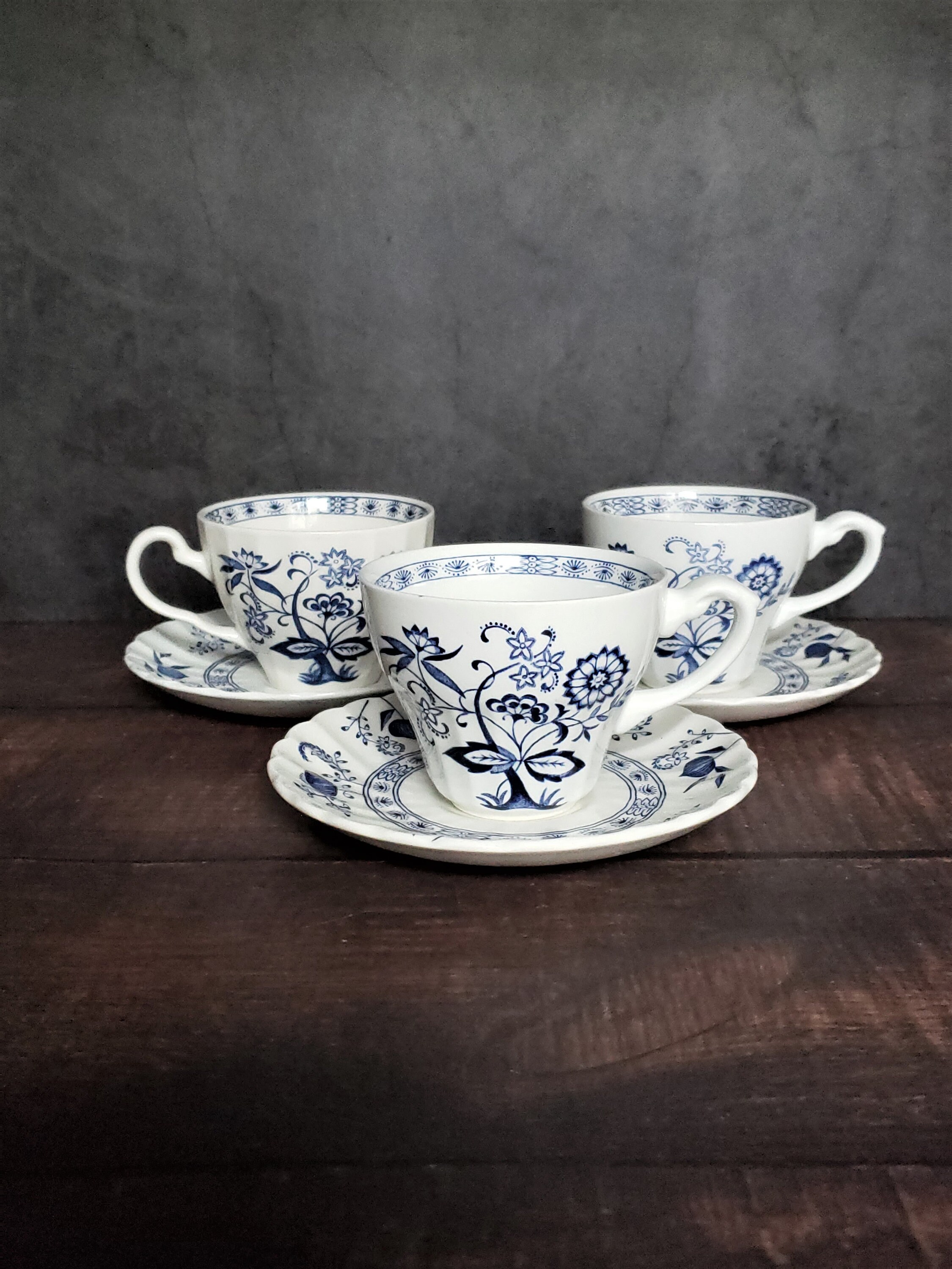 Blue Nordic 3 Breakfast Tea Cups With Saucers by Johnson Etsy Canada