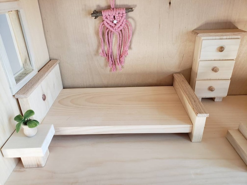 BARBIE SIZED Wooden Queen Bed Dollhouse Furniture Etsy