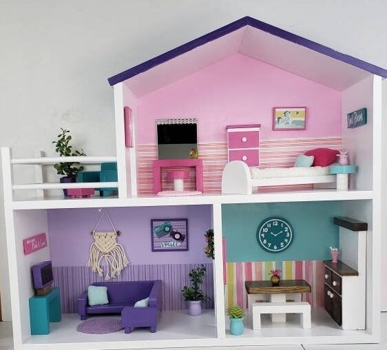 BARBIE Sized WOOD Twin BED and Bedroom Set Dollhouse | Etsy