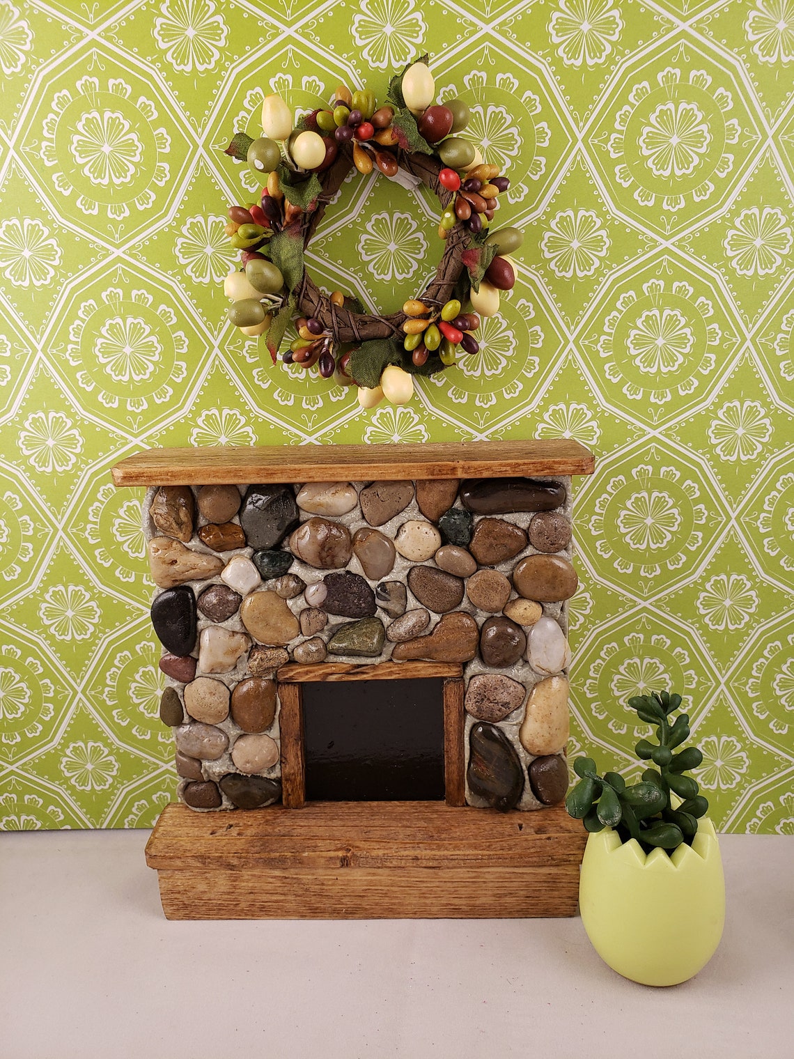 Chimenea dollhouse de piedra en miniatura hecha a mano con | Etsy