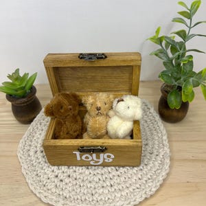 MINIATURE TEDDY BEAR & Toy Box | Stuffed | Jointed | Dollhouse Decor | Mini Bear | Doll House Nursery | Kid Room | Christmas Gift | Diorama