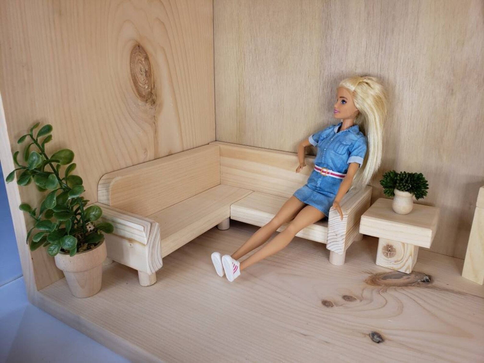 Barbie Sized Natural Pine Wood Sturdy Dollhouse Furniture Etsy