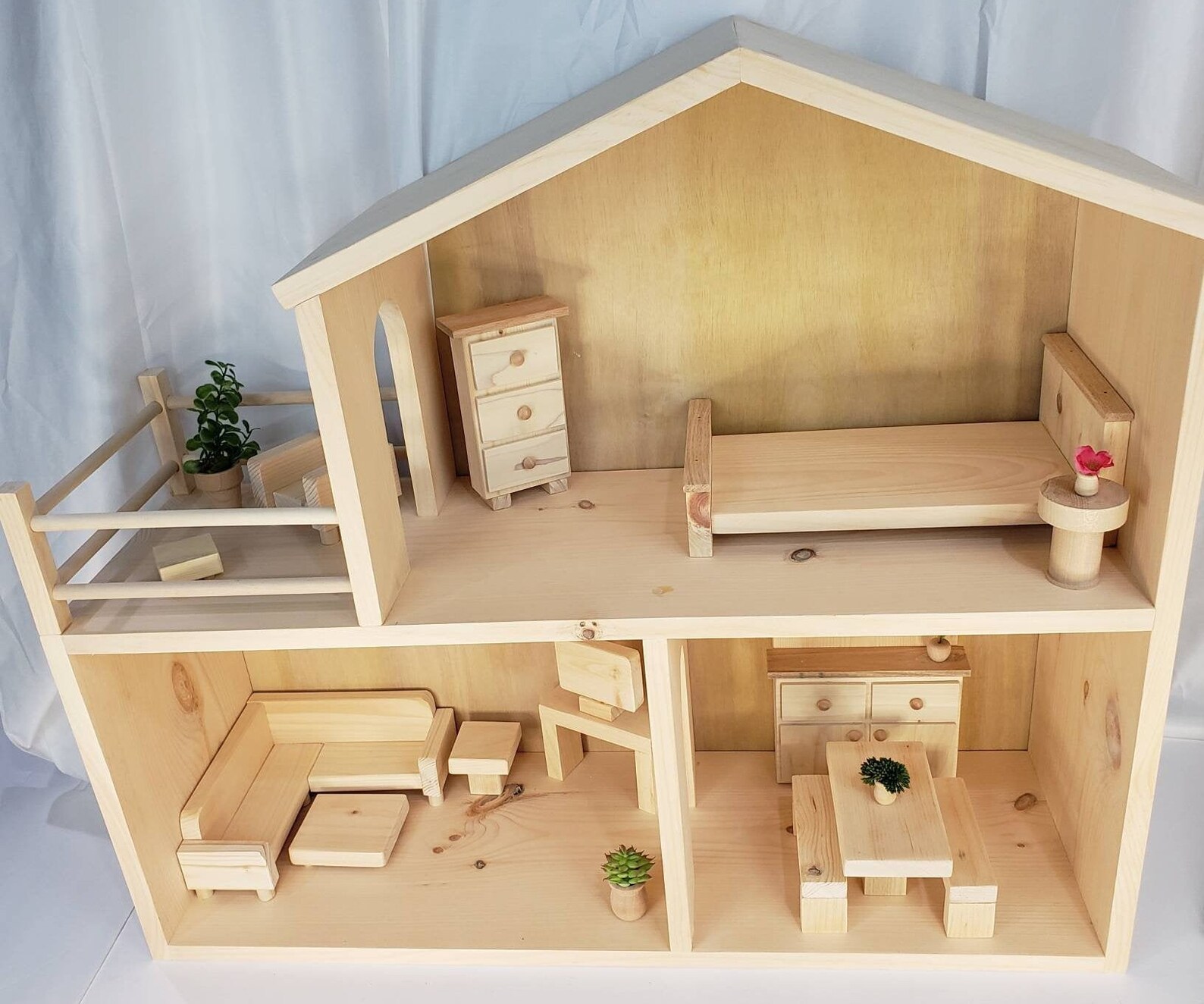 Barbie Sized Natural Pine Wood Sturdy Dollhouse Furniture Etsy