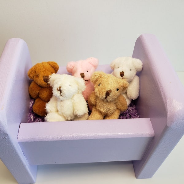MINIATURE TEDDY BEAR | Stuffed Jointed Teddy Bear | Dollhouse Decor | Mini Bear for Doll House Nursery or Kid's Room