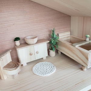 1:6 Scale BATHTUB | BATHROOM Accessory | Wooden | Sturdy | Dollhouse Furniture | Miniatures | Doll House Accessories | Tub for dolls