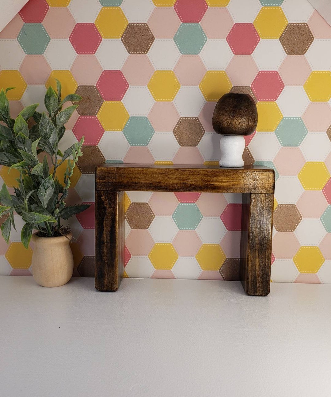 TV STAND Entry Way Table 1/6 Scale Handmade Wooden Mini Table Entry