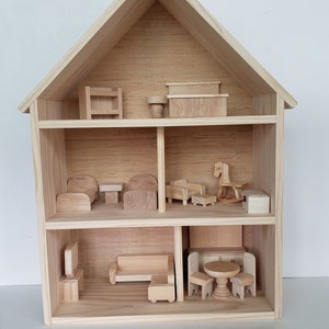 PREMIUM Pine Wood DOLLHOUSE | Fully Assembled | Furnished as shown | DIY or Ready to Use | Wooden Doll House | Mini House | Girl Birthday