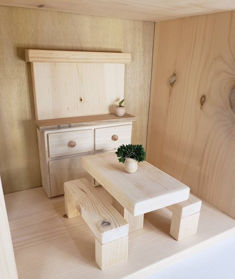 Barbie Sized Natural Pine Wood Sturdy Dollhouse Furniture Etsy