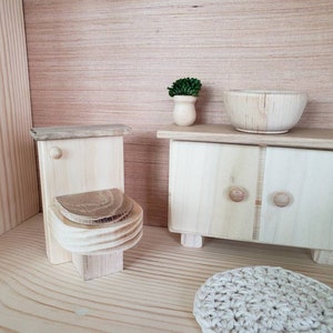 1 6 Scale BATHROOM TUB Vanity Toilet Wooden Sturdy Dollhouse