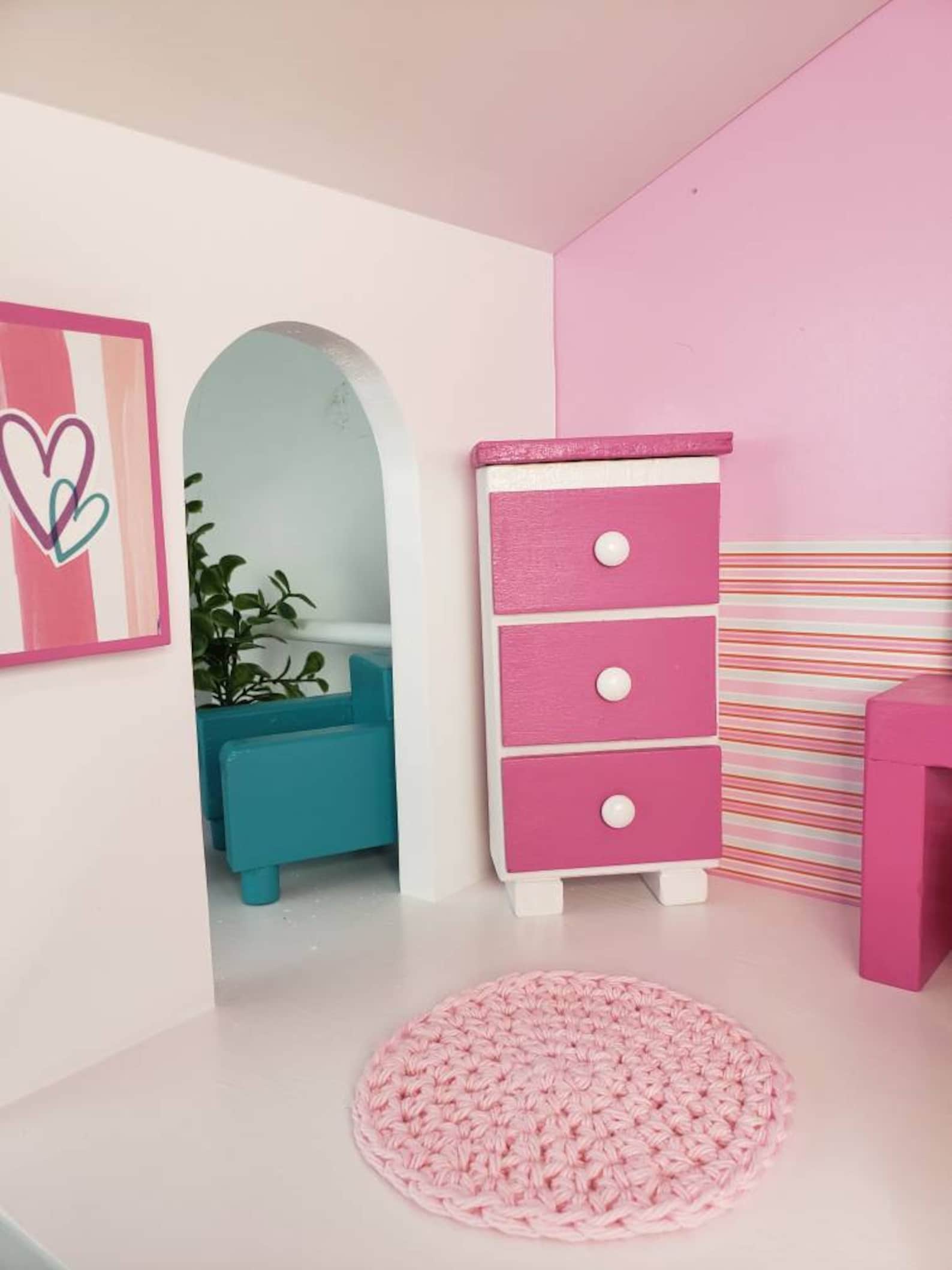 BARBIE Sized WOOD Twin BED and Bedroom Set Dollhouse | Etsy