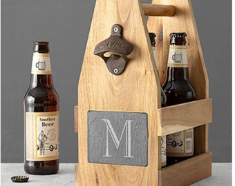 Personalized beer bottle carrier, bierträger bottle opener, Handcrafted Wooden Bottle Caddy,6-Pack Beer Carrier with Metal Bottle Opener