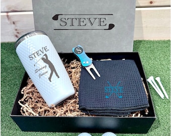 Personalized golf gift set, Golfer gift box, Personalized golf accessories, Retirement Gift Box, Engraved Tumbler, Customizable Golf Box