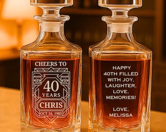 Personalized 40th Birthday Whiskey Decanter | Engraved Barware Gift