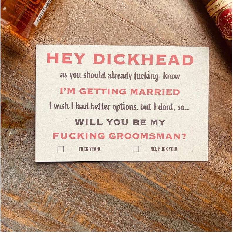 Funny Groomsmen Information Card, groomsmen proposal card, Printable, inappropriate card , cardstock. image 5