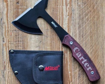 Personalized Axe: Engraved Wooden Handle Hatchet with Sheath