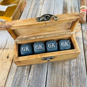 Engraved Whiskey Stones,  Gifts For Him, Personalized Whiskey Stones, Engraved Pine Box, Bar gift, Whiskey Lover gift, Husband gift