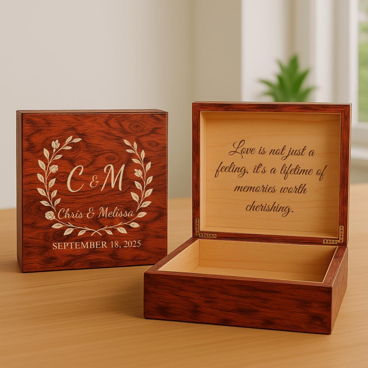 Personalized Wedding Keepsake Box, Custom Engraved Memory Box With ...
