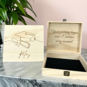 Graduation Keepsake Box, Graduation Gift Box, Custom Message Keepsake, Wood Memento Box, Wooden Gift Box for Her, Wood Anniversary