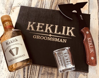 Groomsmen Gift Boxes | Groomsmen Gift Box Set | Groomsmen Gift Sets | Groomsmen Ax | Bottle Label | Shots | Groomsmen Box | Gift Box Set