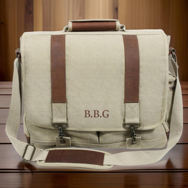 Vintage Messenger Bag: Classic messenger shoulder bag, Travel Bag, Timeless canvas messenger, Personalized bag, Laptop Bag, Computer Bag