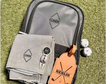 Embroidered Cleat Bag, Divot Tool, Golfer gift set, personalized golf bag, Golf Towel, Custom Shoe Bag, Great gift for him, Golf lovers set