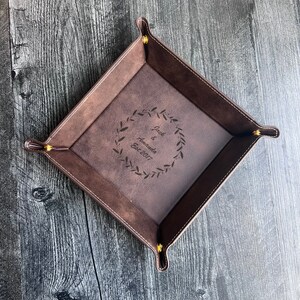 Personalized Engraved Vegan Leather Snap up Valet Tray, 9x9 Catch All ...
