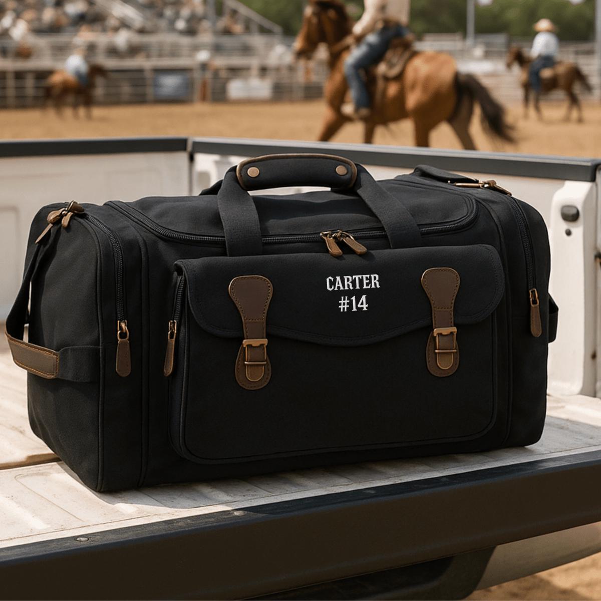 Rugged Rodeo Duffle Bag, Custom Cowboy Travel Bag With Embroidered Name ...